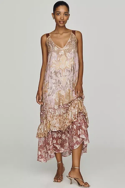 By Anthropologie Tie-back Ruffle-hem Midi Dress In Multi