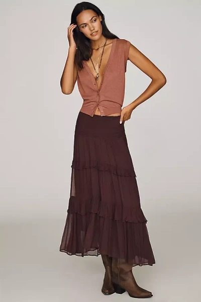 By Anthropologie Tiered Balkans Maxi Skirt In Brown