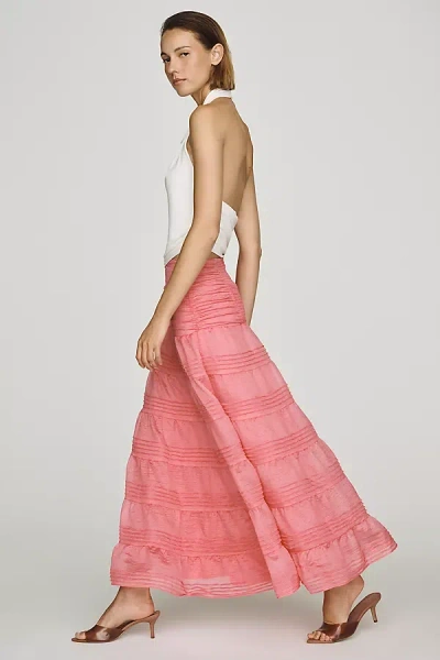 By Anthropologie Tiered Pleated Maxi Skirt In White
