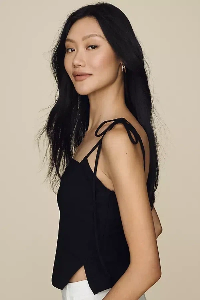 By Anthropologie Tie-strap Tank Top In Black