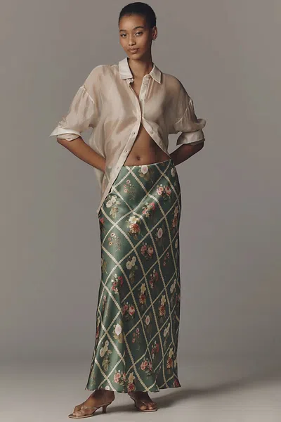 By Anthropologie Tilda A-line Maxi Slip Skirt In Green