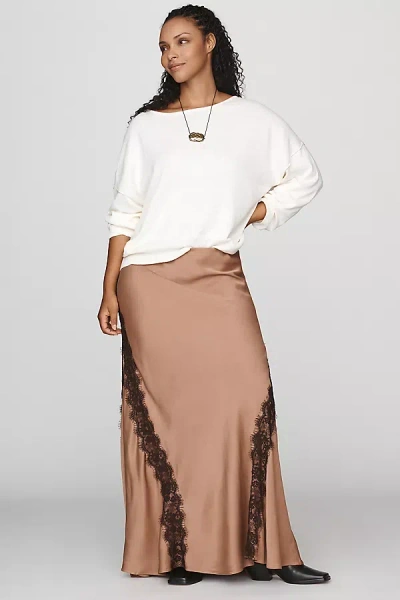 By Anthropologie Tilda Lace-trim Maxi Slip Skirt In White