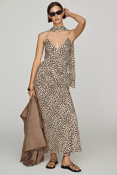 By Anthropologie Tilda Maxi Slip Skirt  In Animal Print