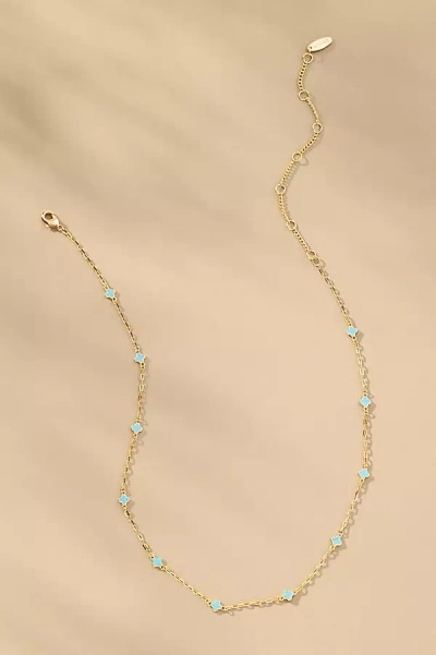 By Anthropologie Tiny Clover Chain Necklace In Blue