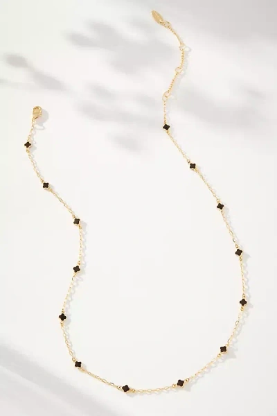 By Anthropologie Tiny Clover Chain Necklace In Brown