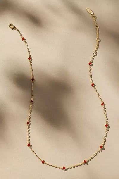 By Anthropologie Tiny Clover Chain Necklace In Gold