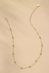 By Anthropologie Tiny Clover Chain Necklace In Green
