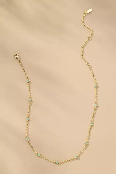 By Anthropologie Tiny Clover Chain Necklace In Mint
