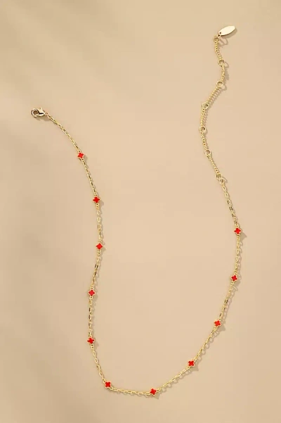 By Anthropologie Tiny Clover Chain Necklace In Gold