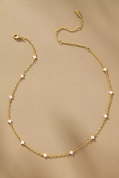 By Anthropologie Tiny Clover Chain Necklace In White