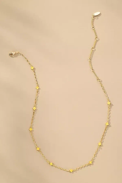 By Anthropologie Tiny Clover Chain Necklace In Gold