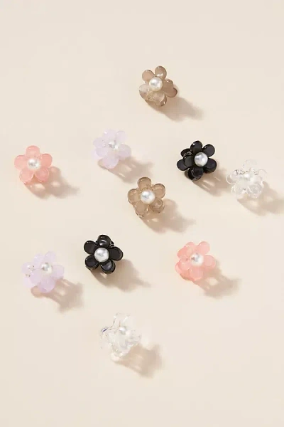 By Anthropologie Tiny Pearl Flower Hair Clips, Set Of 10 In Multi