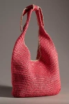 By Anthropologie Tipped Raffia Knotted Tote In Pink