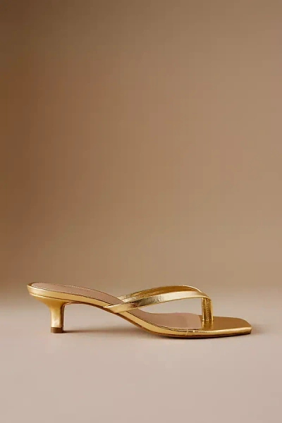By Anthropologie Toe-strap Kitten Heels In Gold