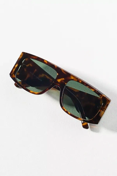 By Anthropologie Toirtoise Shell Flat Top Sunglasses In Pattern
