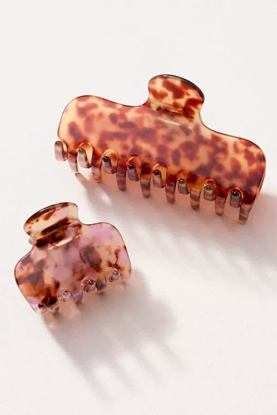 By Anthropologie Tortoiseshell Hair Claws, Set Of 2 In Brown