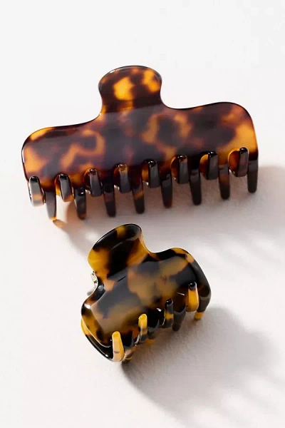 By Anthropologie Tortoiseshell Hair Claws, Set Of 2 In Brown