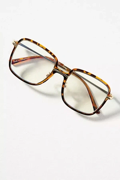 By Anthropologie Tortoiseshell Trim Square Readers In Multicolor