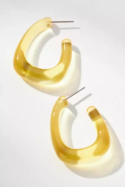 By Anthropologie Translucent Stone Square Hoop Earrings In Yellow