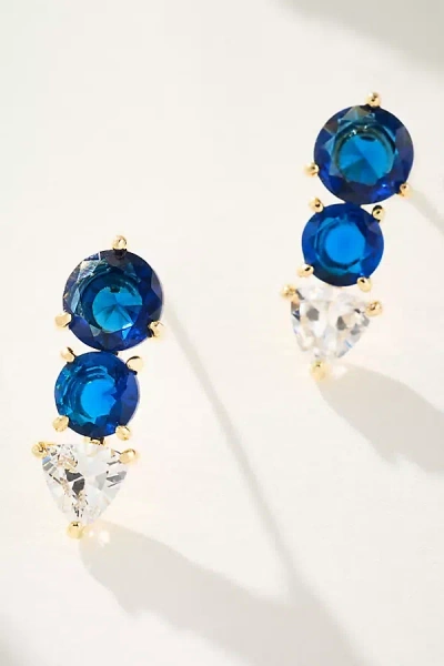 By Anthropologie Tri-stone Earrings In Blue