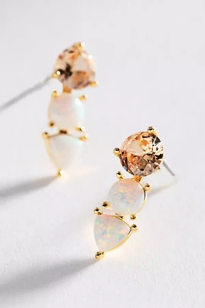 By Anthropologie Tri-stone Earrings In Gold