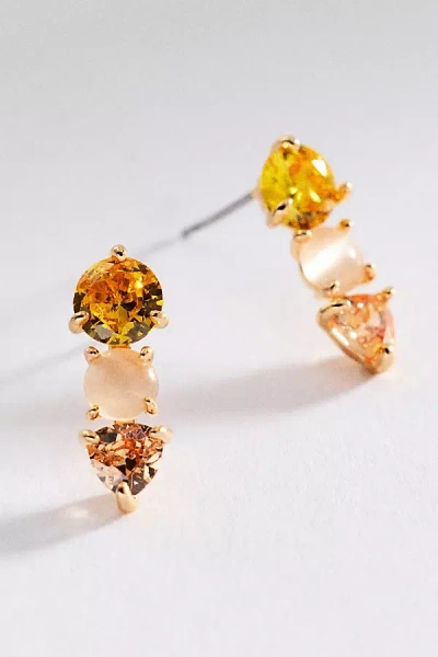 By Anthropologie Tri-stone Earrings In Yellow