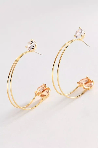 By Anthropologie Trinity Crystal Hoop Earrings In Gold