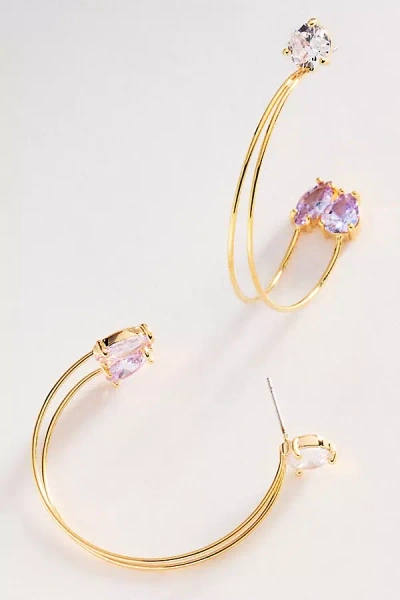 By Anthropologie Trinity Crystal Hoop Earrings In Gold