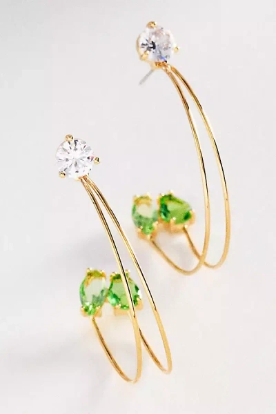 By Anthropologie Trinity Crystal Hoop Earrings In Gold