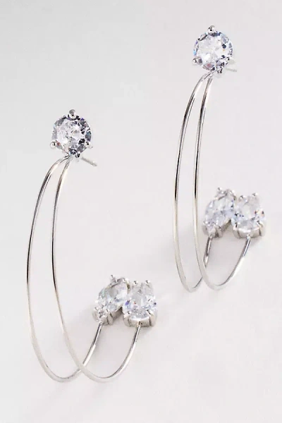 By Anthropologie Trinity Crystal Hoop Earrings In Silver