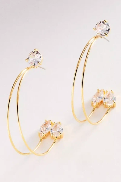 By Anthropologie Trinity Crystal Hoop Earrings In Gold