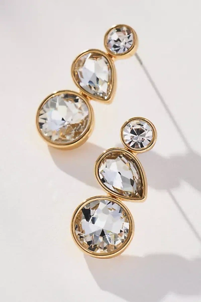 By Anthropologie Triple Crystal Drop Earrings In Gold