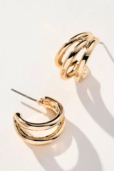 By Anthropologie Triple Huggie Hoop Earrings In Gold