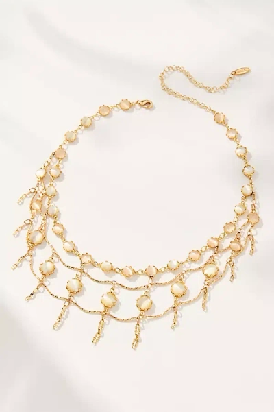 By Anthropologie Triple-layer Crystal Necklace In White