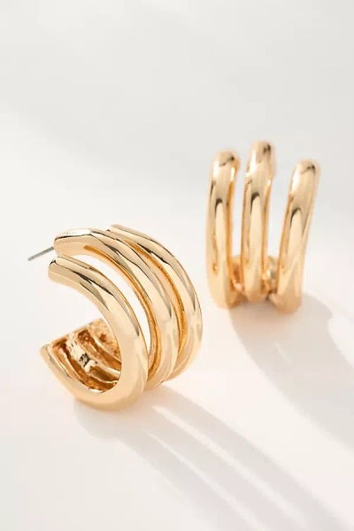 By Anthropologie Triple Lined Hoop Earrings In Gold