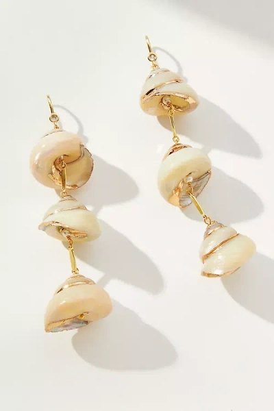 By Anthropologie Triple Seashell Drop Earrings In Gold