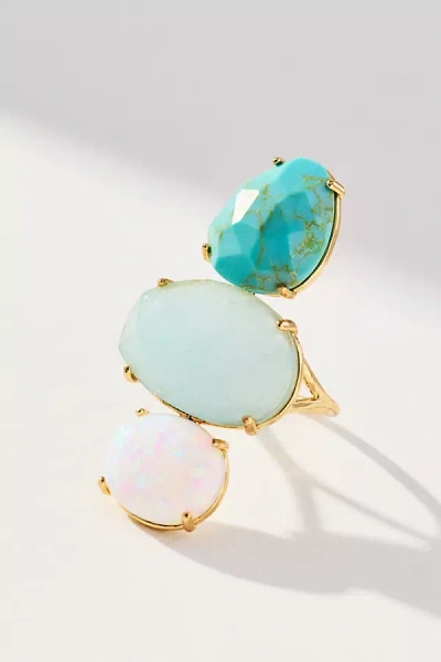 By Anthropologie Triple Stone Cocktail Ring In Blue