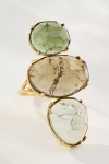 By Anthropologie Triple Stone Cocktail Ring In Green