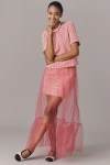 By Anthropologie Tulle Overlay Tweed Skirt In Pink