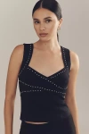 By Anthropologie Twist-front Grommet Tank Top In Black