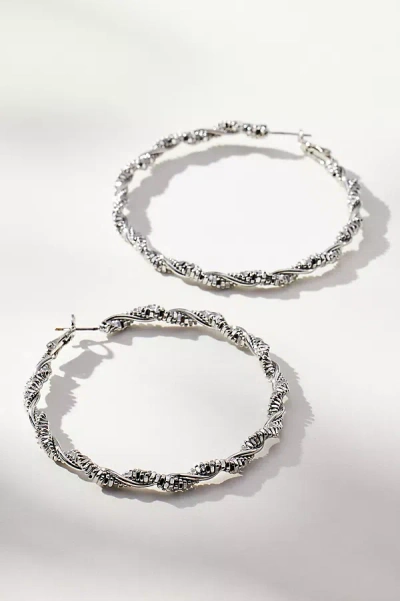 By Anthropologie Twisted Chain Hoop Earrings In Silver