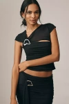 By Anthropologie Twisted Hardware Top In Black