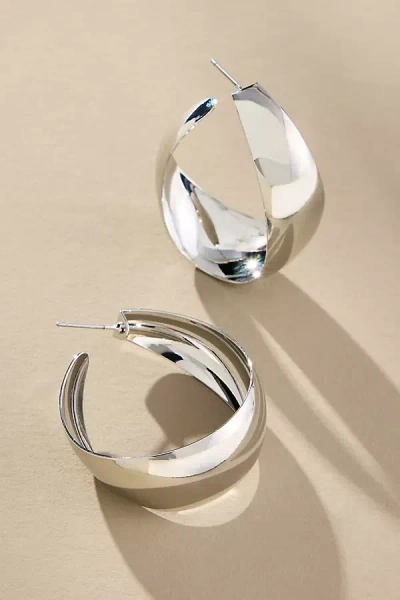By Anthropologie Twisted Hoop Earrings In Silver