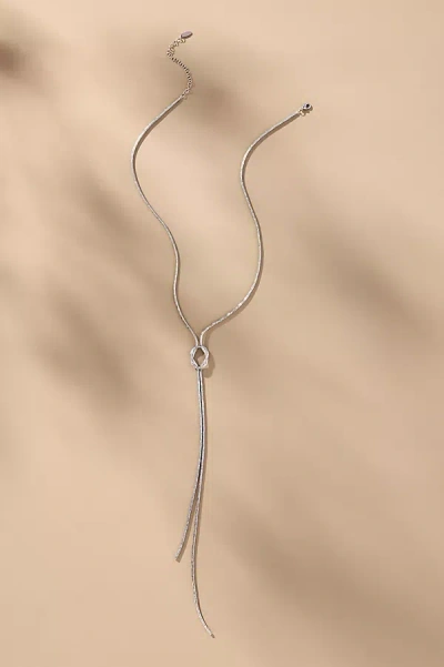 By Anthropologie Twisted Knot Lariat Necklace In Silver