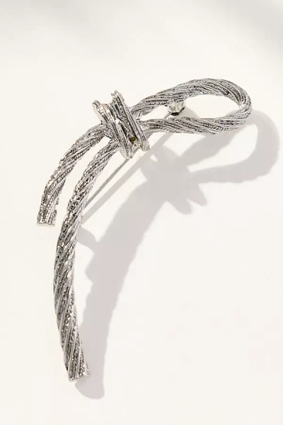 By Anthropologie Twisted Lasso Brooch In Silver