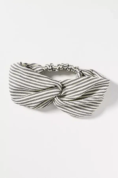 By Anthropologie Twisted Stripe Headband In White