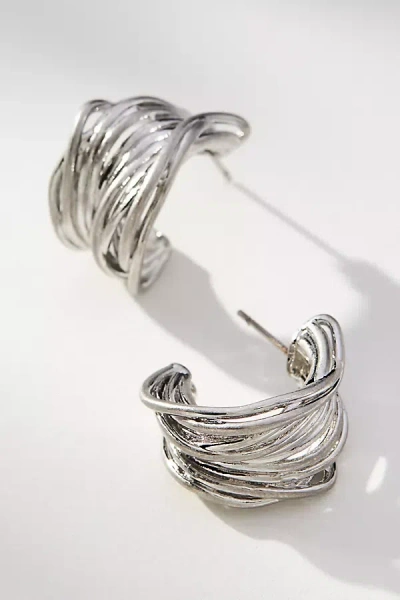 By Anthropologie Twisted Wire Hoop Earrings In Metallic