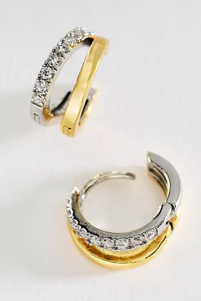 By Anthropologie Two-tone Glitz Hoop Earrings In Gold