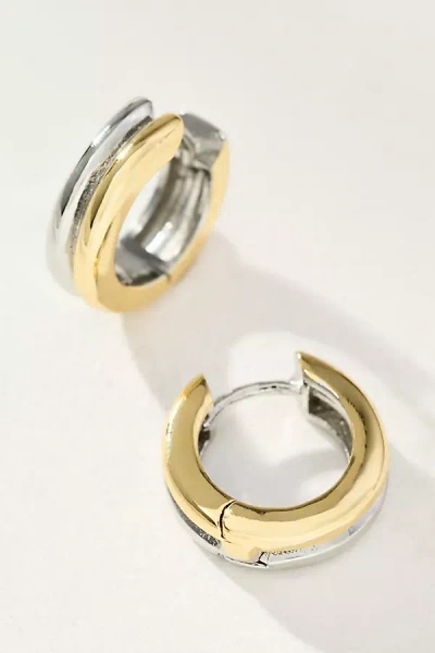 By Anthropologie Two-tone Huggie Earrings In Gold