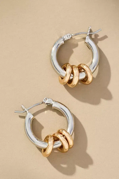 By Anthropologie Two-tone Huggie Hoop Earrings In Gold